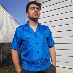 Vintage Blue Button-Up Shirt by Fashion Elements